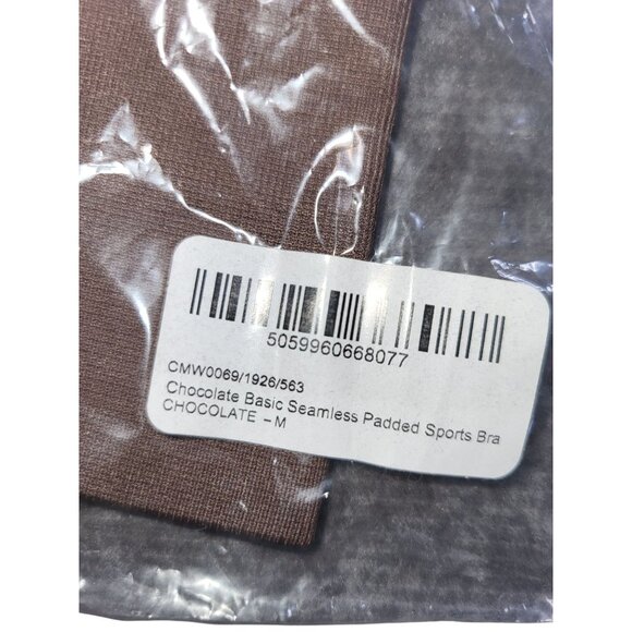 PLT Brown Racerback Sports Bra Mesh Back Panel Seamless Adjustable Straps Size M - Picture 8 of 8